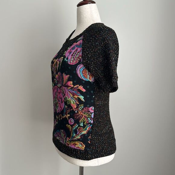 Anthropologie James Coviello Floral Brocade Metallic Knit Sweater Blouse Small - Picture 11 of 11